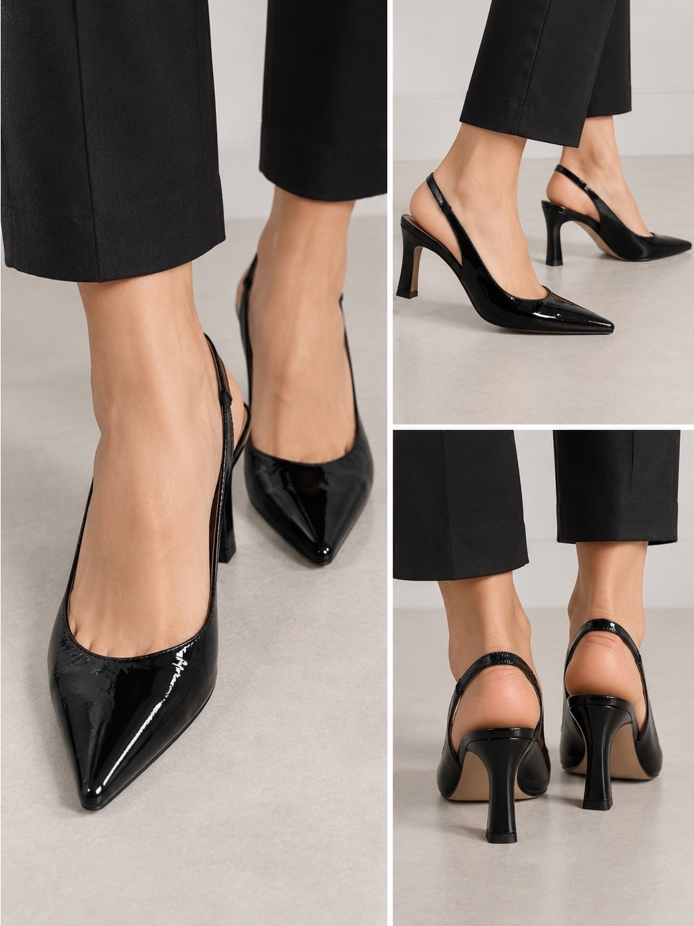 Anthropologie Black Patent Pointed Slingback Pumps